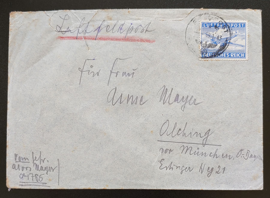 Germany #MC1 6 Ja 1943 Luftfeldpost Cover from Stalingrad, tear