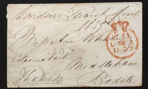G.B. 1 Mar 1839 Prestamp London/Bedale Cover