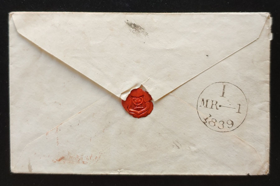 G.B. 1 Mar 1839 Prestamp London/Bedale Cover