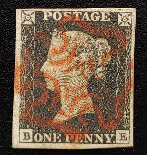 G.B. #1 F/VF Red M/C Used 1840 1d Black position B-E US$370