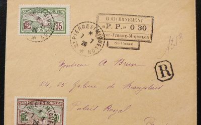 St. Pierre & Miquelon 7 Jl 1926 Registered Cover to Paris w/ Prov. h/s