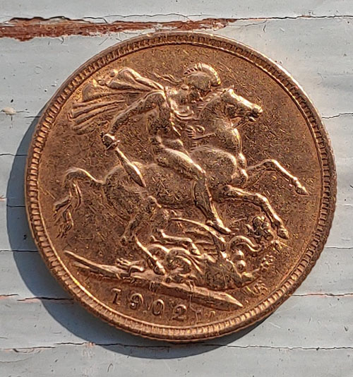 Australia F/VF 1902M Edward VII Gold Sovereign .234oz AGW