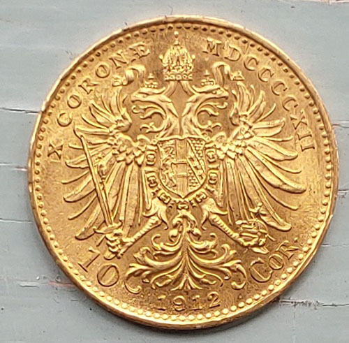 Austria BU 1912 Franz Joseph Gold 10 Corona .0974oz AGW
