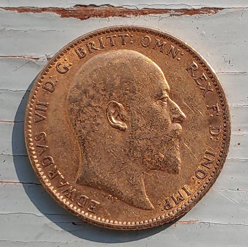 Australia F/VF 1902M Edward VII Gold Sovereign .234oz AGW