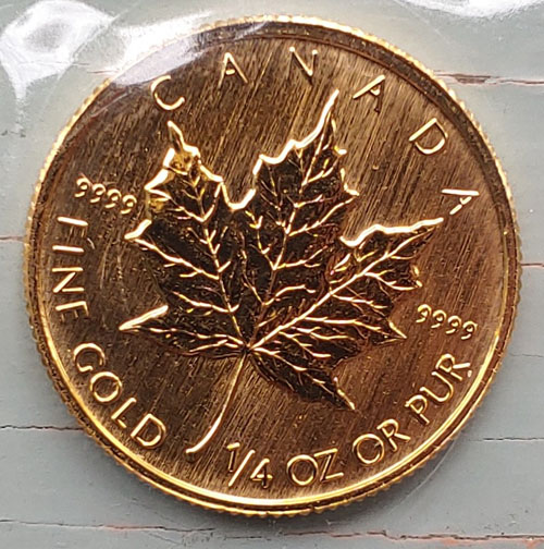 Canada BU 1993 .9999 fine 1/4oz $10 Gold Maple Leaf