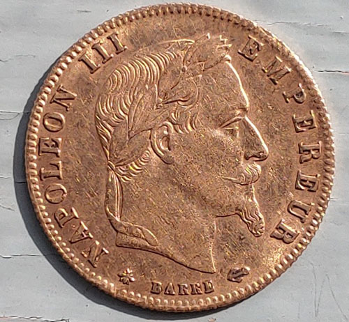 France XF 1864A Napoleon III Gold 5 Francs, mt mark .0467oz AGW