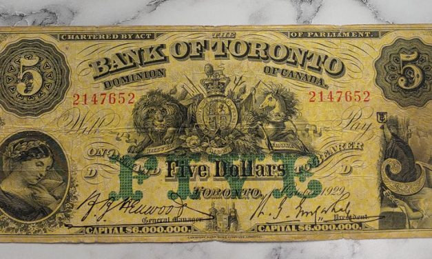 Bank of Toronto VG 1929 $5 Bill