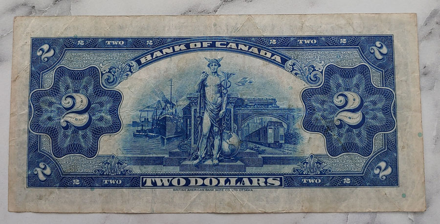 Canada #BC3 Fine 1935 $2 Queen Mary Banknote $200