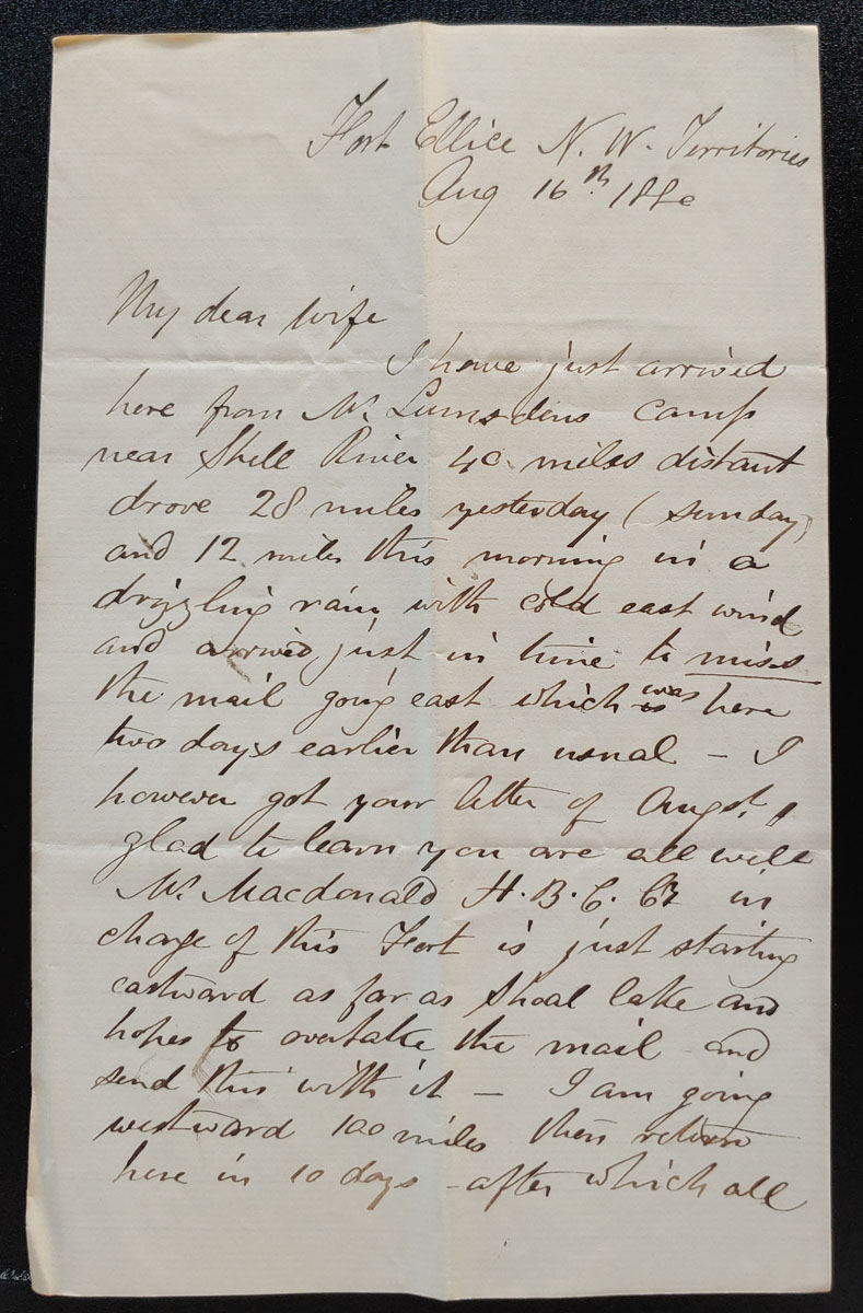 Fort Ellice, NWT 16 Aug 1880 1.5pg Marcus Smith letter to his wife