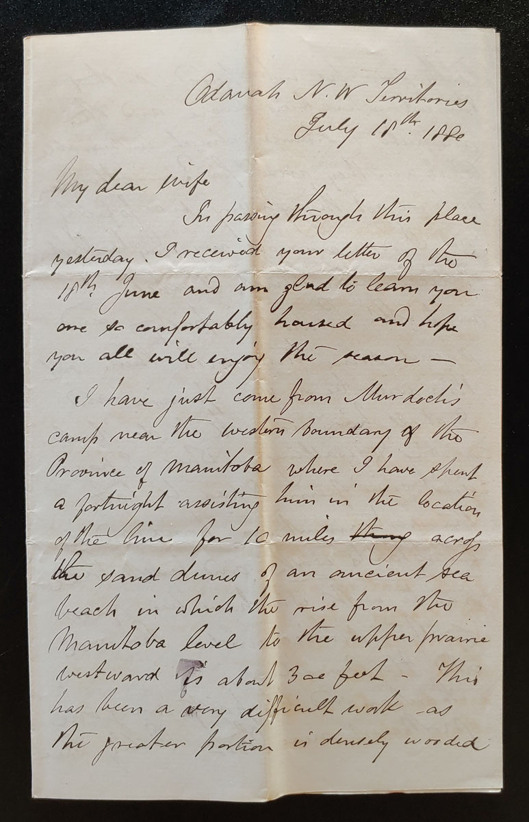 Odanah, N.W.T. 18 July 1880 Marcus Smith Letter to his wife