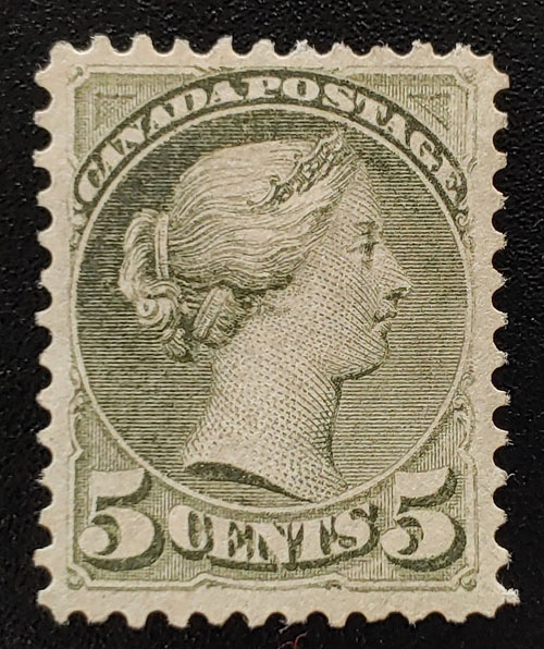 Canada #38 VF Unused 5c Slate Green Small Queen shade $1000