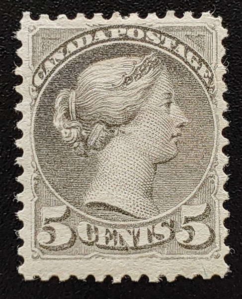 Canada #42 Fine+ Mint 1888/97 5c Grey, some adhesion $80+