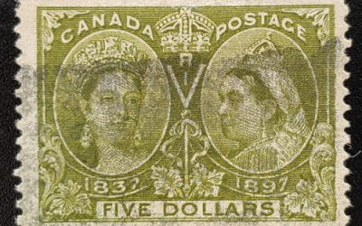 Canada #65 F/VF smudge Used 1897 $5 Jubilee