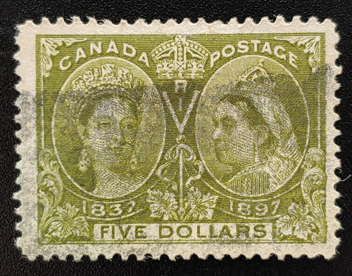 Canada #65 F/VF smudge Used 1897 $5 Jubilee $1200