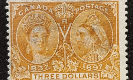 Canada #63 Fine smudge Used 1897 $3 Jubilee, perf cc