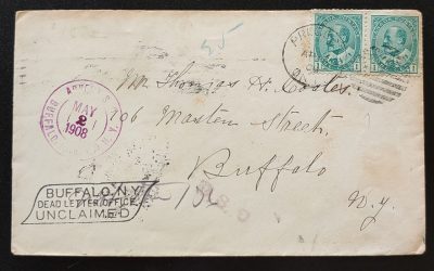 Canada #89 13 Apr 1908 2c U.S. and Cda dual Dead Letter