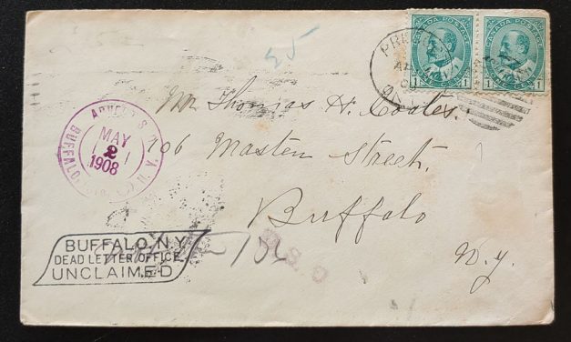 Canada #89 13 Apr 1908 2c U.S. and Cda dual Dead Letter