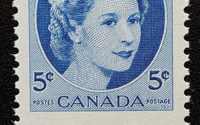 Canada #341 Never Hinged 1954 5c Wilding Dramatic Misperf