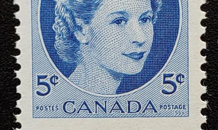 Canada #341 Never Hinged 1954 5c Wilding Dramatic Misperf