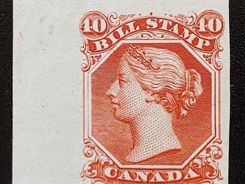 Canada #FB31 VF 1865 4c Orange Colour Trial Proof, creasing