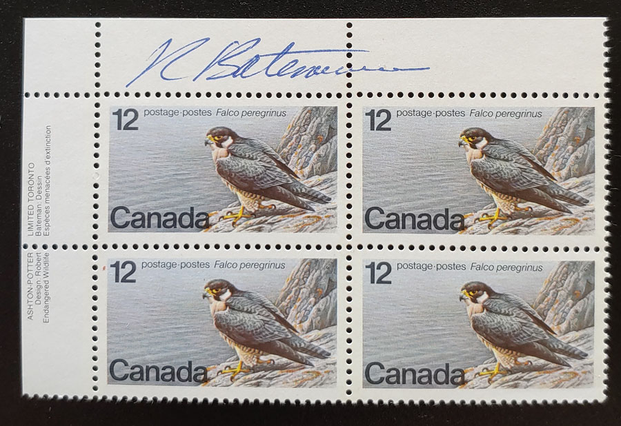 Canada #752 VFNH UL 1978 12c Robert Bateman signed Block (4)