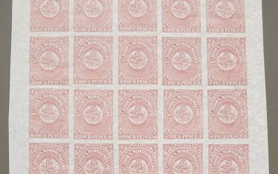 Newfoundland #18 VF Mint 1861/62 4d Block incl 14 NH (20)