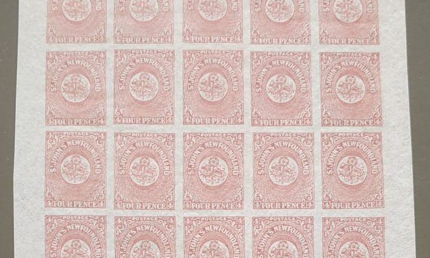 Newfoundland #18 VF Mint 1861/62 4d Block incl 14 NH (20)