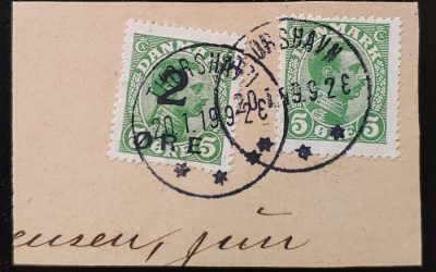 Faroe Islands #1 Fine 29 Jan 1919 CDS Used on piece w/ Denmark