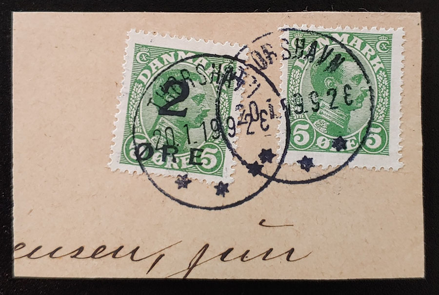 Faroe Islands #1 Fine 29 Jan 1919 CDS Used on piece w/ Denmark