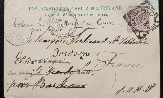 G.B. 13 Au 1900 1d Maida Hill Sq. Circ. Readdressed Black Watch Card