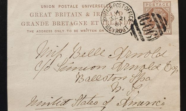 B.P.O. Beyrout 21 Sep 1881 1d Postal Card to U.S. via London