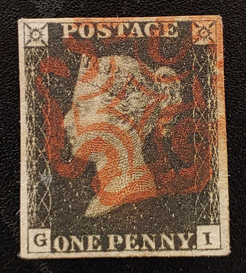 G.B. #1 VF Red M/C Used 1840 1d Black Position G-I US$370