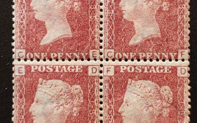 G.B. #33 Mint 1864 1d Plate 185 Block of four