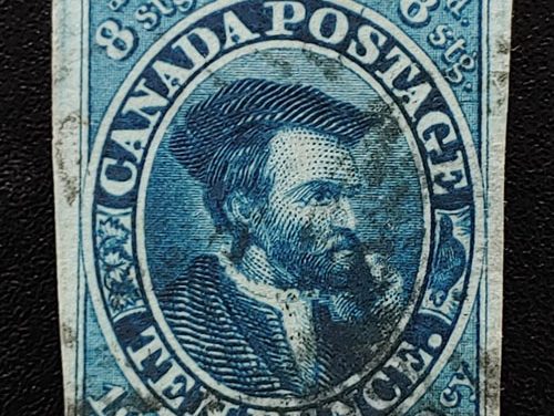 Canada #7 Fine Used 1855 10d Cartier, crease, 2005 Greene Cert