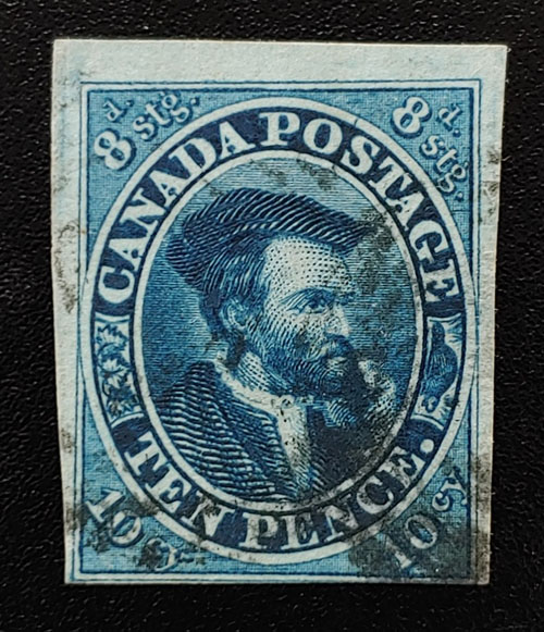 Canada #7 Fine Used 1855 10d Cartier, crease, 2005 Greene Cert.