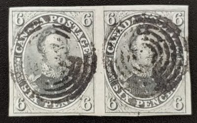 Canada #5 F/VF Used 1855 6d Pair, 2014 Greene Cert.