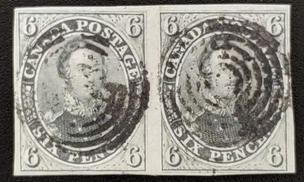 Canada #5 F/VF Used 1855 6d Pair, 2014 Greene Cert.