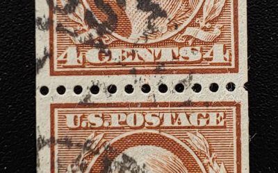 U.S.A. #350 F/VF Used 1910 4c Orange Brown Coil Pair