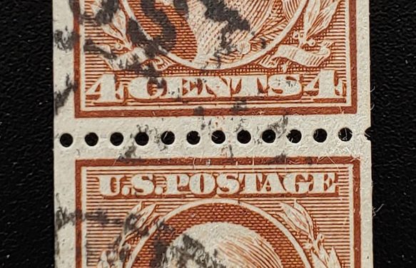 U.S.A. #350 F/VF Used 1910 4c Orange Brown Coil Pair