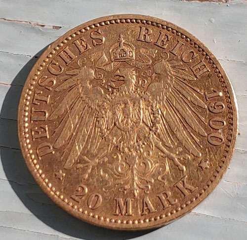 Prussia XF 1900A Wilhelm II Gold 20 Mark .2305 oz AGW