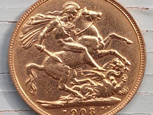 G.B. XF 1903 Edward VII Gold Sovereign, trifle rim nick .2354 oz AGW