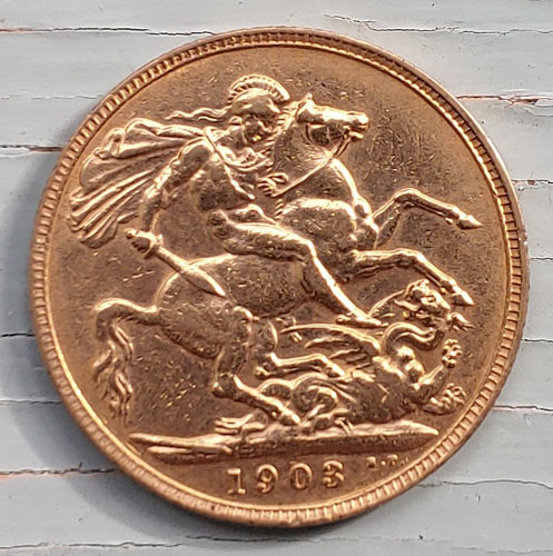 G.B. XF 1903 Edward VII Gold Sovereign, trifle rim nick .2354 oz AGW