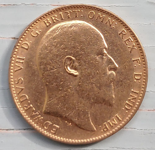 G.B. XF 1903 Edward VII Gold Sovereign, trifle rim nick .2354 oz AGW