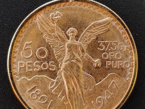 Mexico BU 1947 Gold 50 Pesos w/ gold bezel 1.1979oz+ AGW