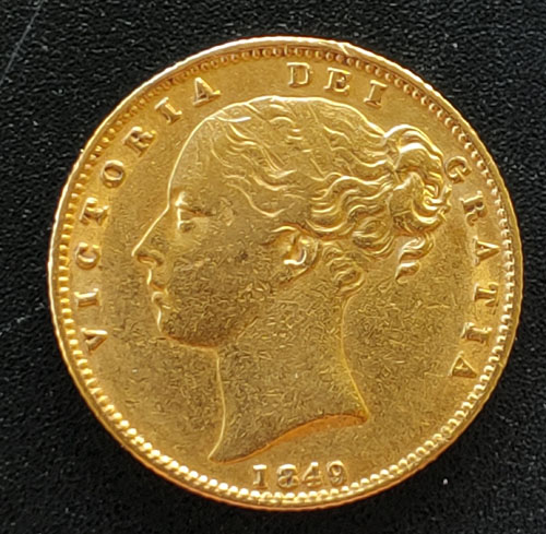G.B. XF 1849 Shield Type Queen Victoria Gold Sovereign .2355oz AGW