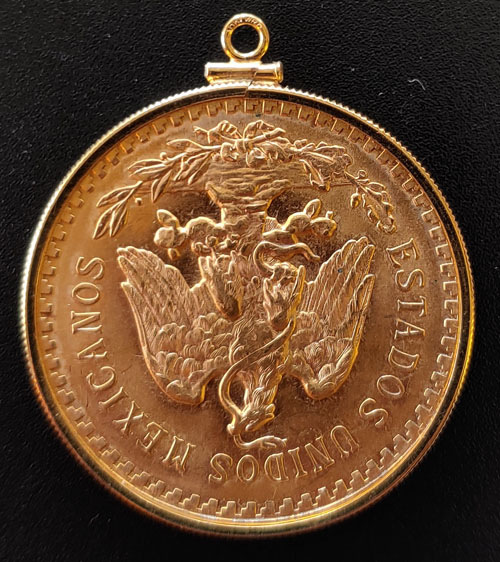 Mexico BU 1947 Gold 50 Pesos w/ gold bezel 1.1979oz+ AGW
