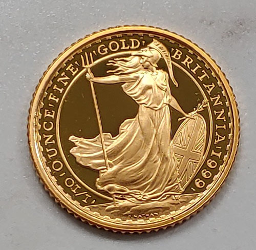 G.B. Proof 1999 1/10oz pure Gold 10 Pounds, only 1078 issued