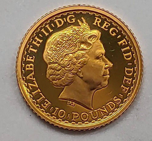 G.B. Proof 1999 1/10oz pure Gold 10 Pounds, only 1078 issued