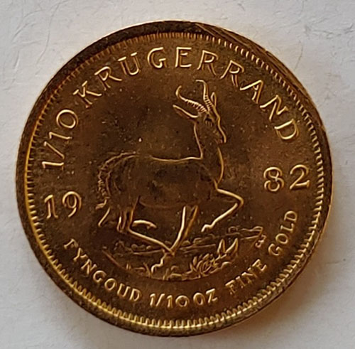 South Africa BU 1982 1/10oz Gold Krugerrand, mt mark