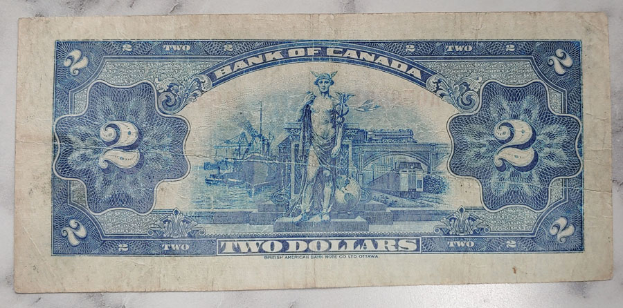 Bank of Cda #BC-3 Fine+ 1935 Queen Mary $2 Bill $200